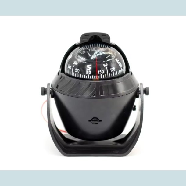 Kompas med lys, Sort, 12V