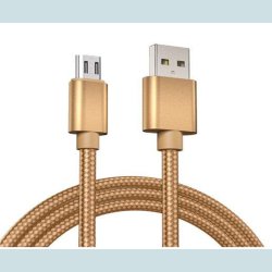 USB-C 1M. Guld. Flettet   USB A Hun til