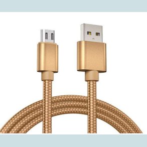 USB-C 1M. Guld. Flettet   USB A Hun til