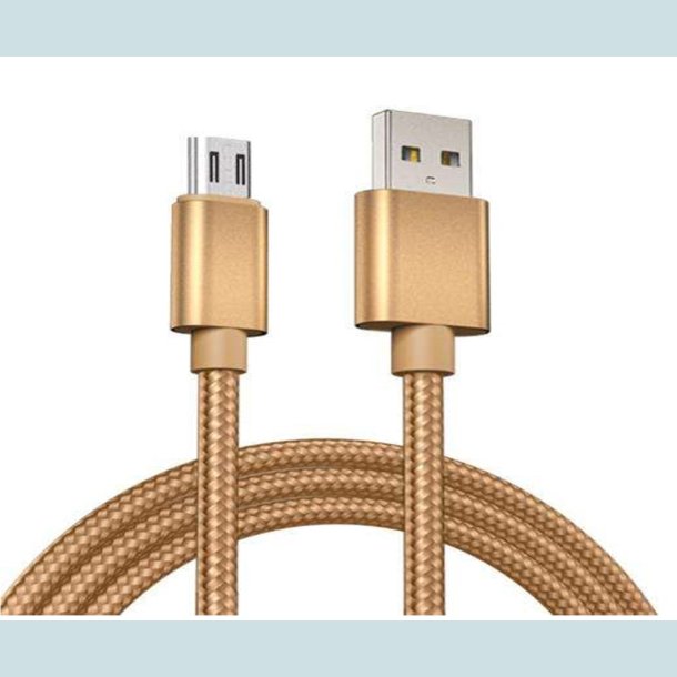 USB-C 1M. Guld. Flettet   USB A Hun til