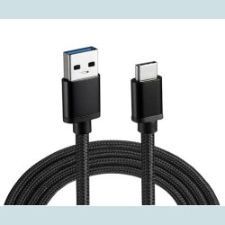USB-C 3M. Sort. Flettet   USB A Hun til