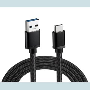 USB-C 3M. Sort. Flettet   USB A Hun til
