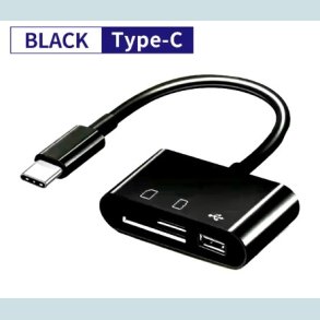 3 i1 USB C til SD/TF-kortl�ser/USB A  Sort