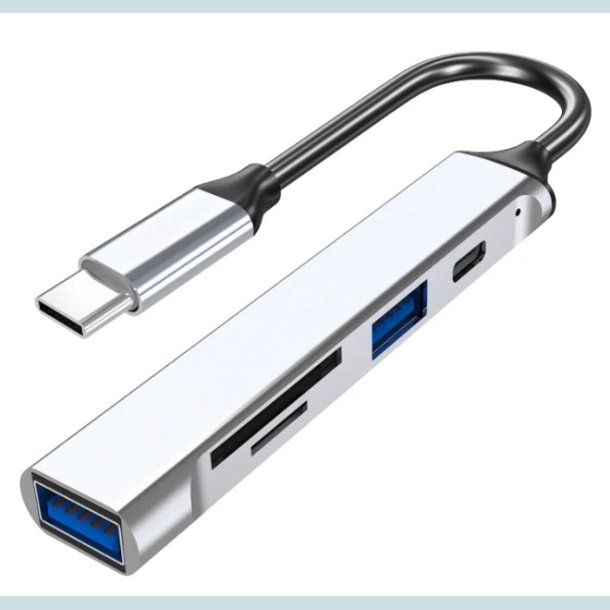 5 i1 USB C til SD/TF-kortl�ser/USB A  Gr�