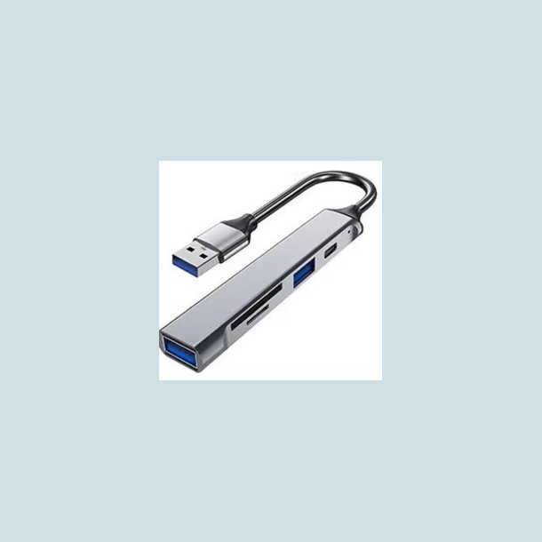 5 i1 USB A til SD/TF-kortl�ser/USB C  Gr�