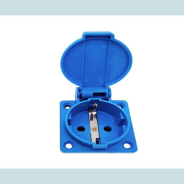 Schuko indbygnings stikd�se med klapl�g, 16A, 230V, IP44