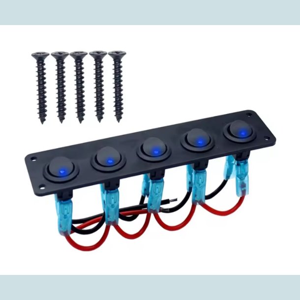 El Panel 12/24V  5 kontakter med lys
