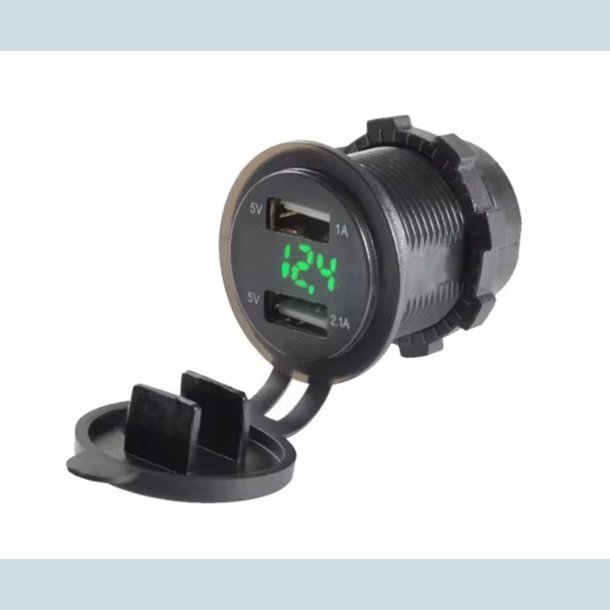 Cigarstik Enkelt, 12-24V St�nkt�t, med Voltmeter